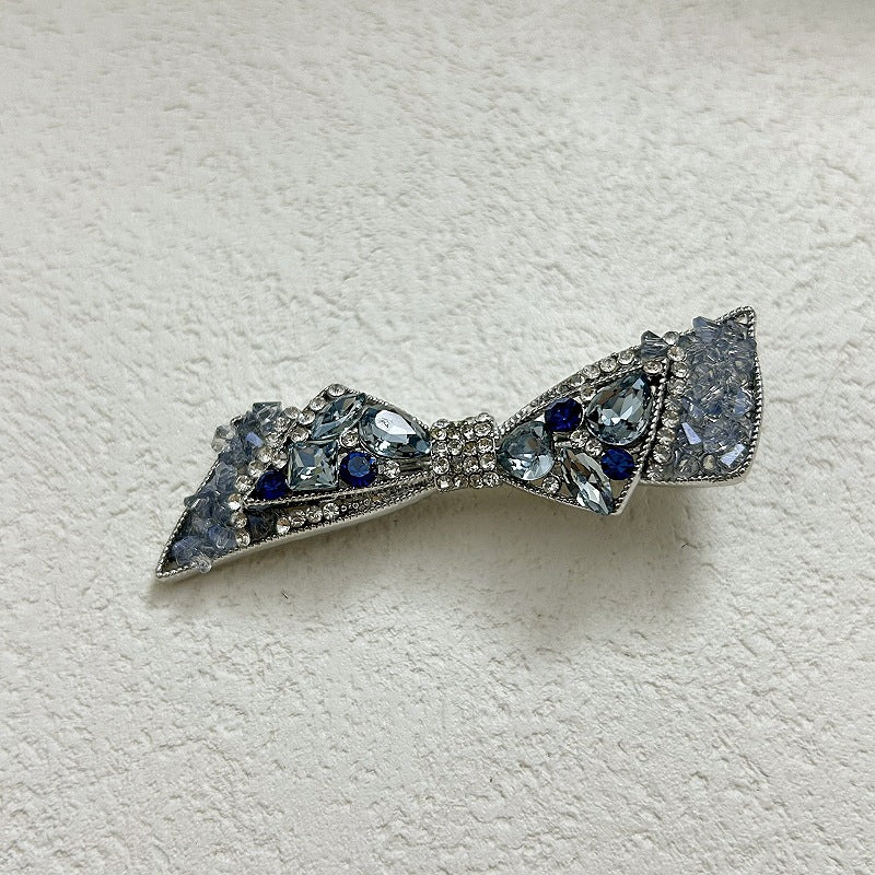 蝴蝶结水钻发夹高级感精致轻奢水晶鸭嘴夹顶夹刘海夹一字夹发饰品
