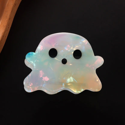 戈蕾思饰品万圣节南瓜幽灵镭射效果印花抓夹PVC后脑勺鲨鱼夹发饰