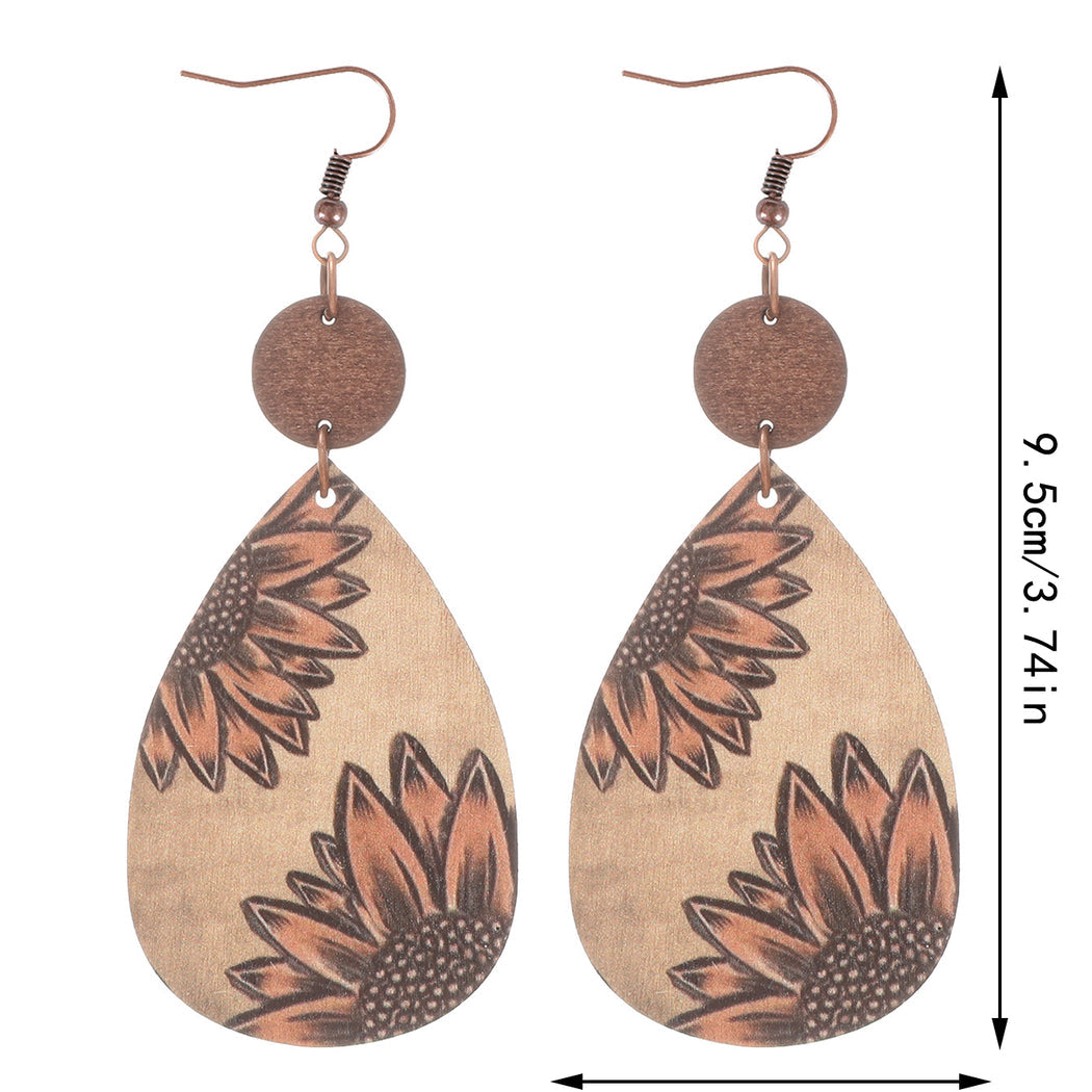 Earedge - Western Floral Cow Print Earrings