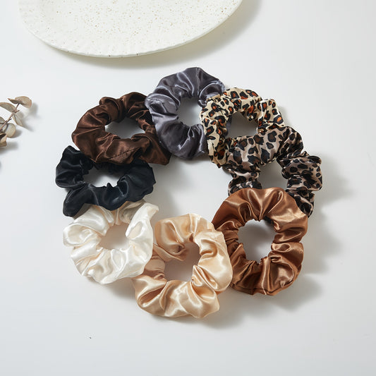 GIFTY - Vintage Satin Silk-Like Scrunchie Set, 8 Colors