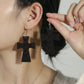 Earedge - Polka Dot Cross Drop Earrings