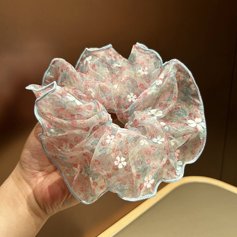 温柔浪漫韩系小碎花薄纱大肠圈女甜美清新马尾发圈丸子头发绳发饰