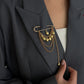 Brovia - Layered Draped Chain Safety Pin Brooch