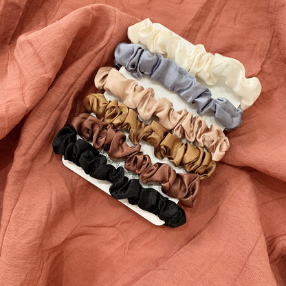 GIFTY - Vintage Mini Satin Scrunchie Set, 6 Pieces