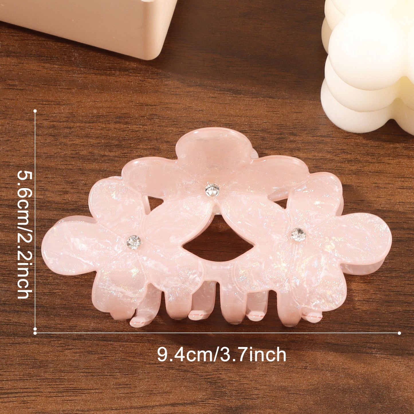 温柔蜜桃粉幻彩抓夹气质百搭发夹后脑勺盘发鲨鱼夹少女甜美发饰