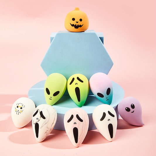 Spongo Halloween 4PCS Makeup Sponges: Versatile Dry and Wet Use with Complementary Container