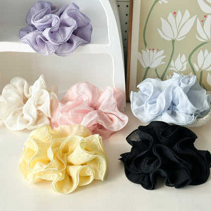 GIFTY - Solid Color Ruffled Scrunchie (4-Layer Design)