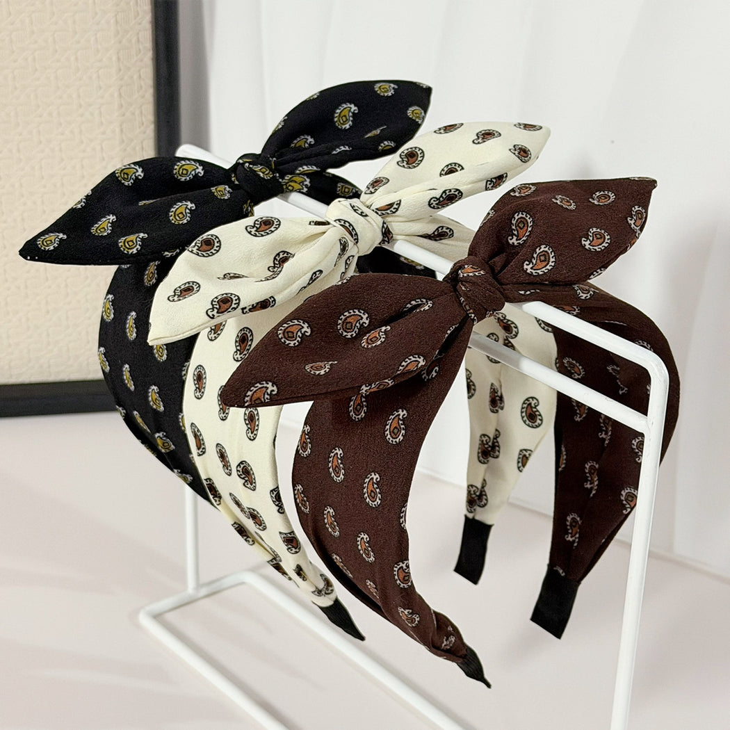 White black and brown paisley rabbit ear headbands