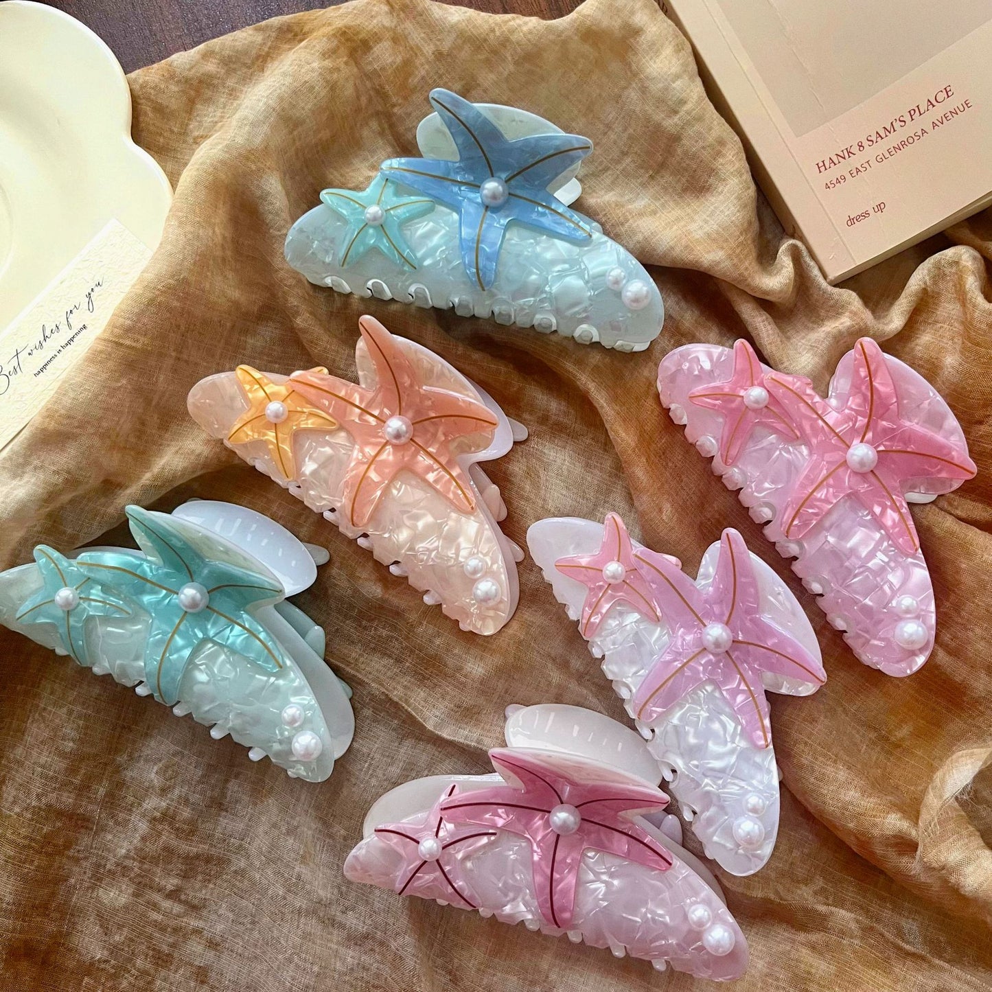 海洋系列PVC抓夹海星鲨鱼夹夏日高级感精致后脑勺盘发发夹发饰女