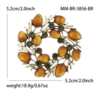 新款时尚合金松果花环胸针小众设计西装大衣胸花饰品别针：BR5856