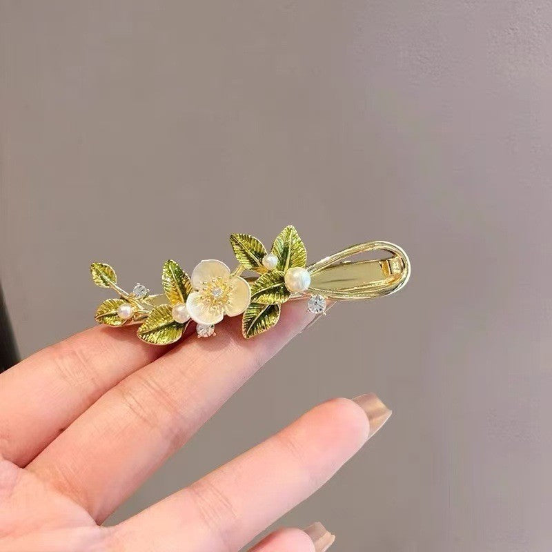 甜美贝壳花朵发夹女春季新款高级感侧边刘海夹气质发卡碎发鸭嘴夹