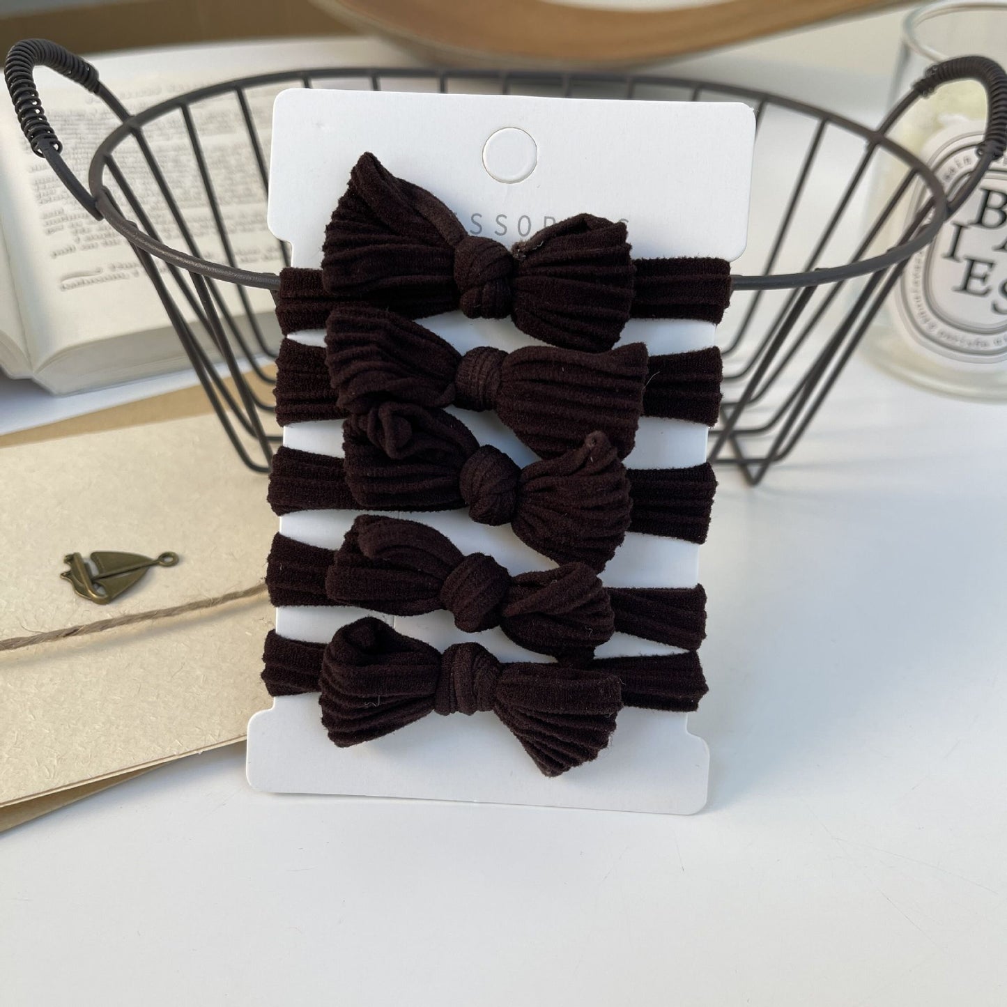 GIFTY - 6PCS Brown Bow Hair Ties