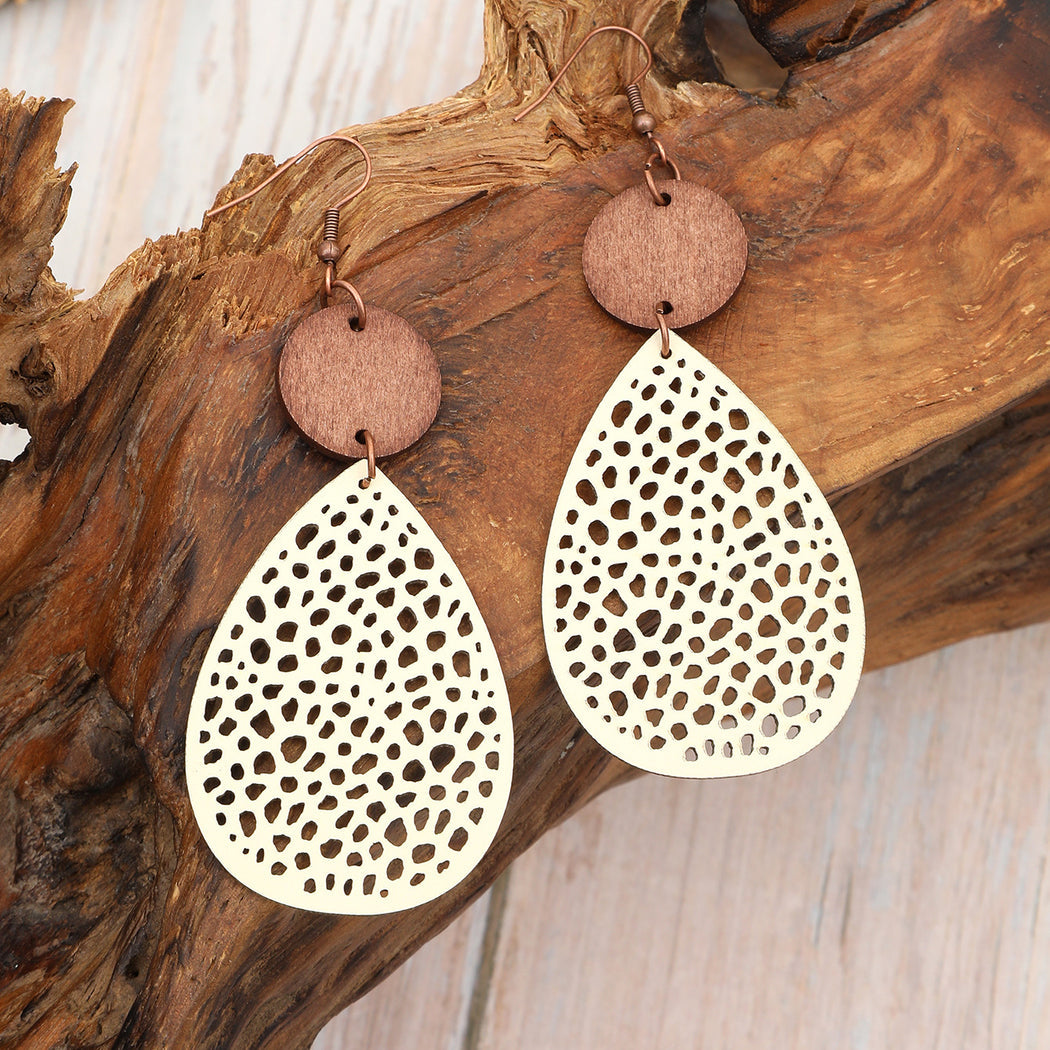 Earedge - Colorful Cutout Teardrop Earrings
