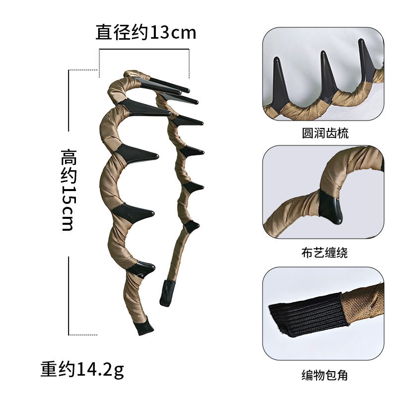 气质绕布波浪发箍头饰女洗脸带齿发卡高颅顶防滑碎发压发头箍发饰
