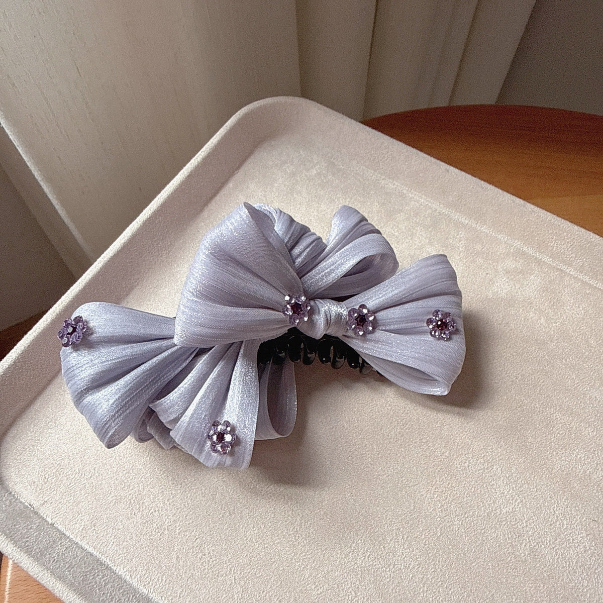 优雅小香风蝴蝶结香蕉夹轻奢风水钻花朵发夹后脑勺发饰高马尾竖夹