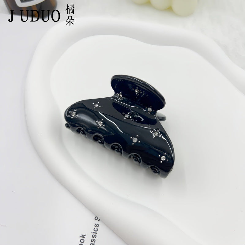 定制高级感抓夹繁星镶钻鲨鱼夹醋酸发量少半扎发夹子后脑勺发饰女