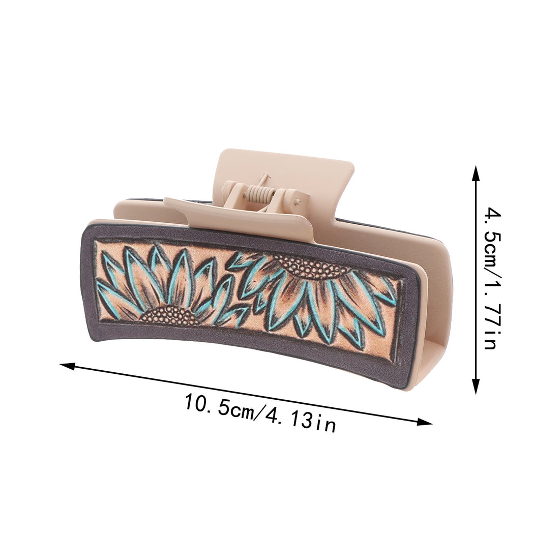 Beau - Blue Sunflower Cow Print Hair Claw