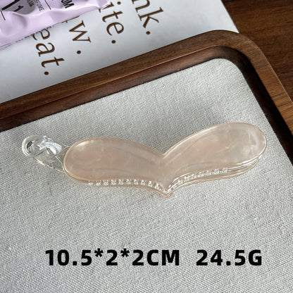 法式醋酸爱心清透亮面PC香蕉夹高马尾竖式横夹扭扭夹时尚精致显气