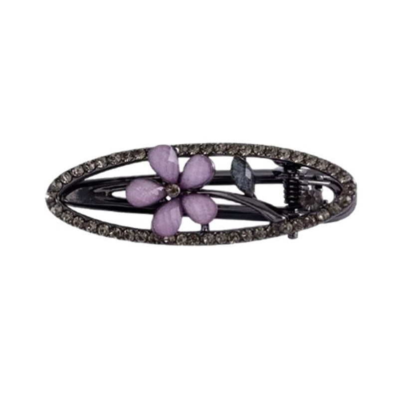 Beau - Purple Floral Oval Barrette