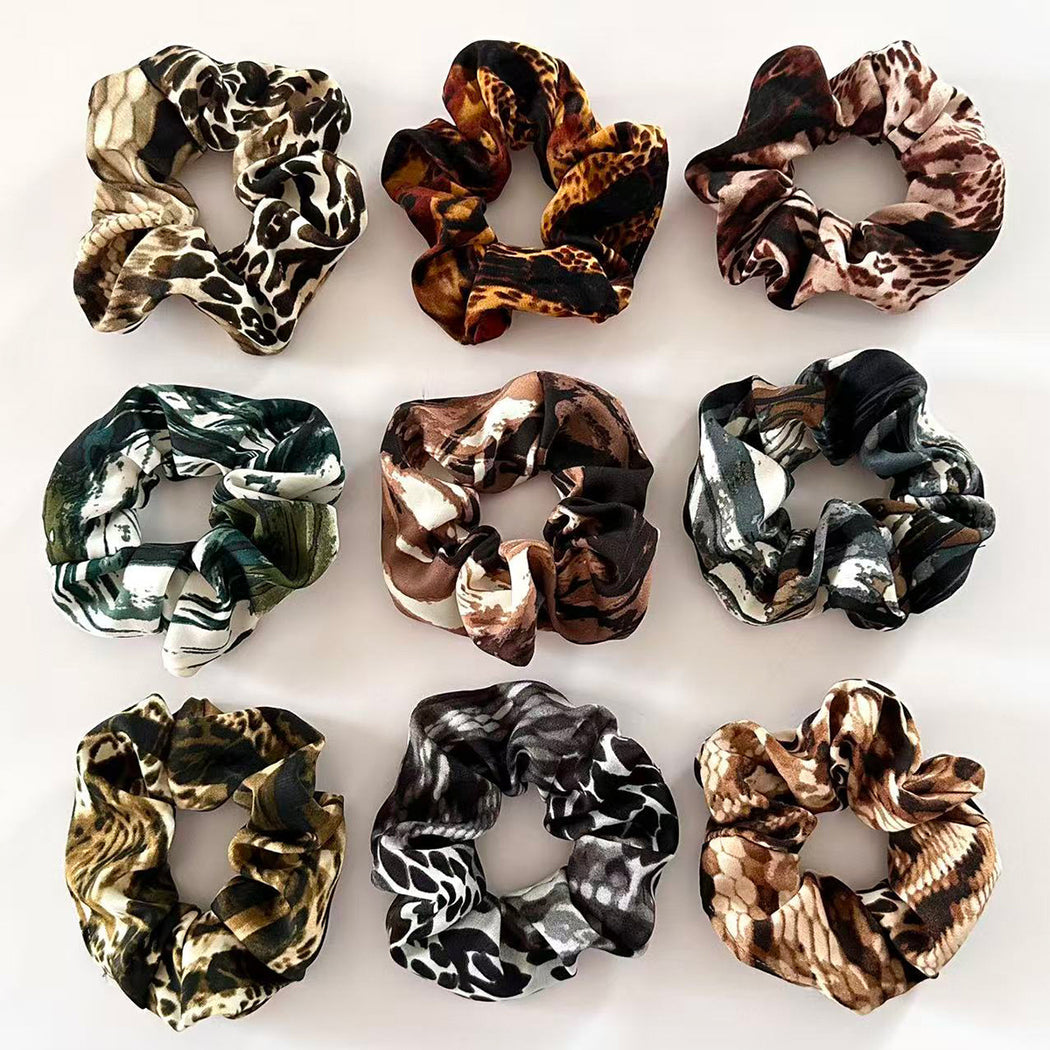 Snakeskin oversized scrunchies in eight colors