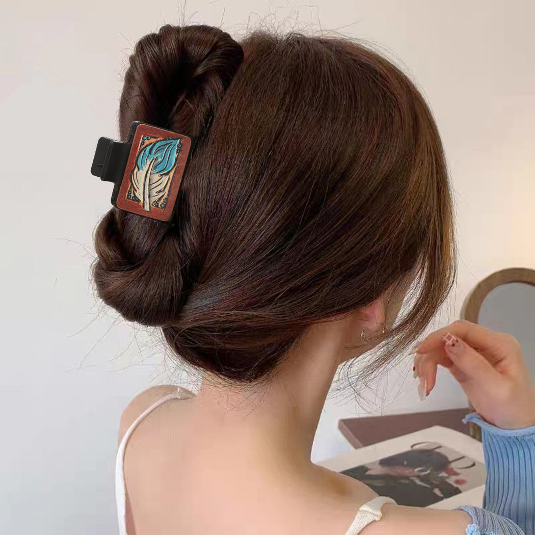 Beau - Sunflower Feather Print Hair Claw