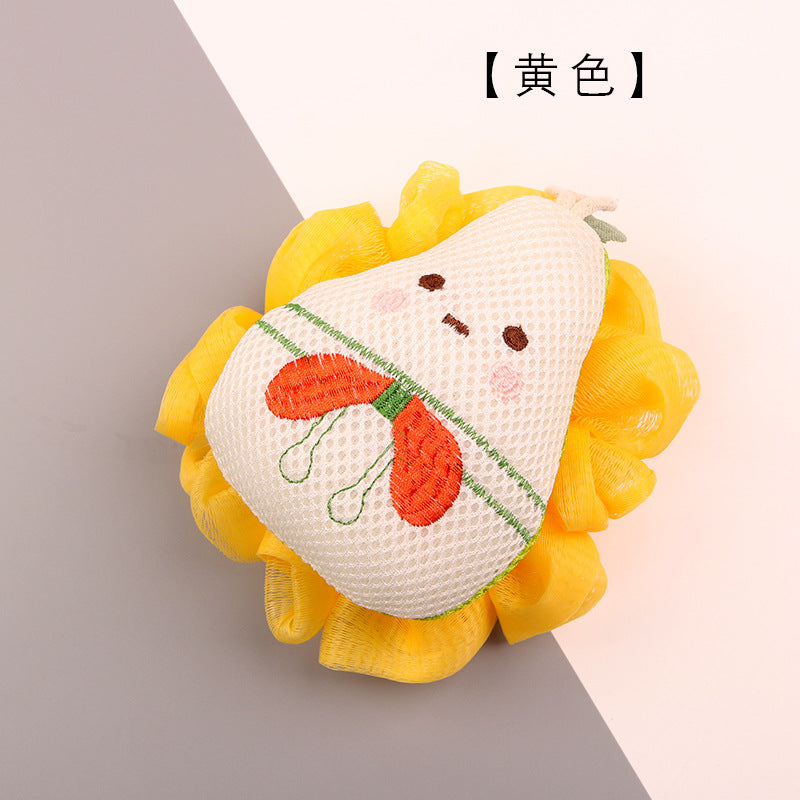 巾派洗澡沐浴球可爱卡通水果风沐浴花去污起泡丰富家用洗澡花批发