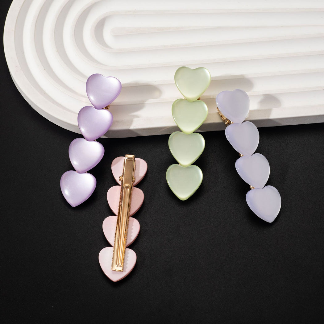Heart opal duckbill hair clip back detail