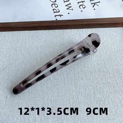 复古塑料豹纹鸭嘴夹简约实用侧边夹气质刘海碎发夹日常通勤精致夹