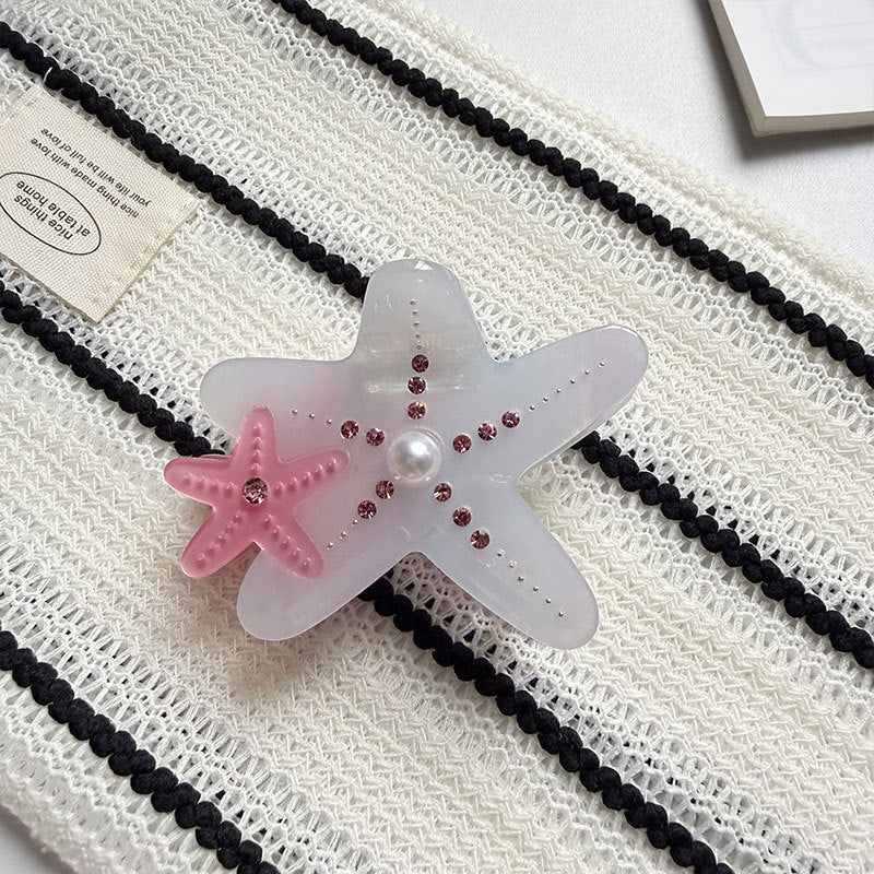 海洋海星海螺醋酸发夹轻奢高级感镶钻多色气质抓夹小众设计发饰女