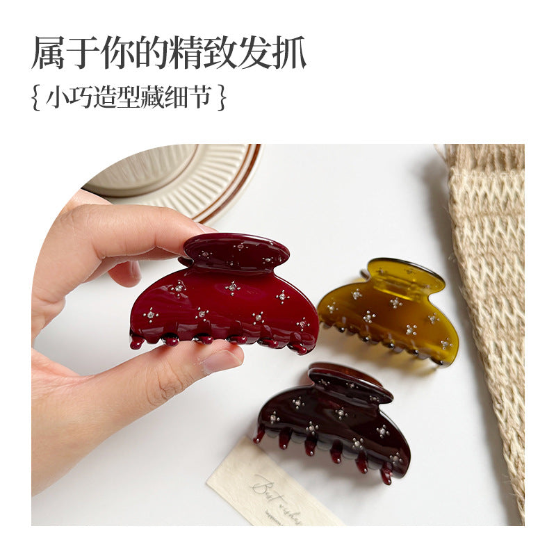 法式复古镶钻醋酸发夹女后脑勺鲨鱼夹小号抓夹高级感精致发饰头饰