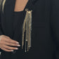 Brovia - Layered Chain Dangle Safety Pin Brooch