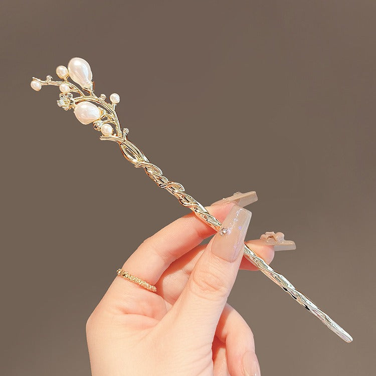 铃兰花古风步摇发簪高级感珍珠汉服树枝簪子发钗流苏旗袍盘发头饰