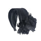 亚马逊新款法式单色大花朵发箍缎面玫瑰欧宽边发饰高级感头饰女