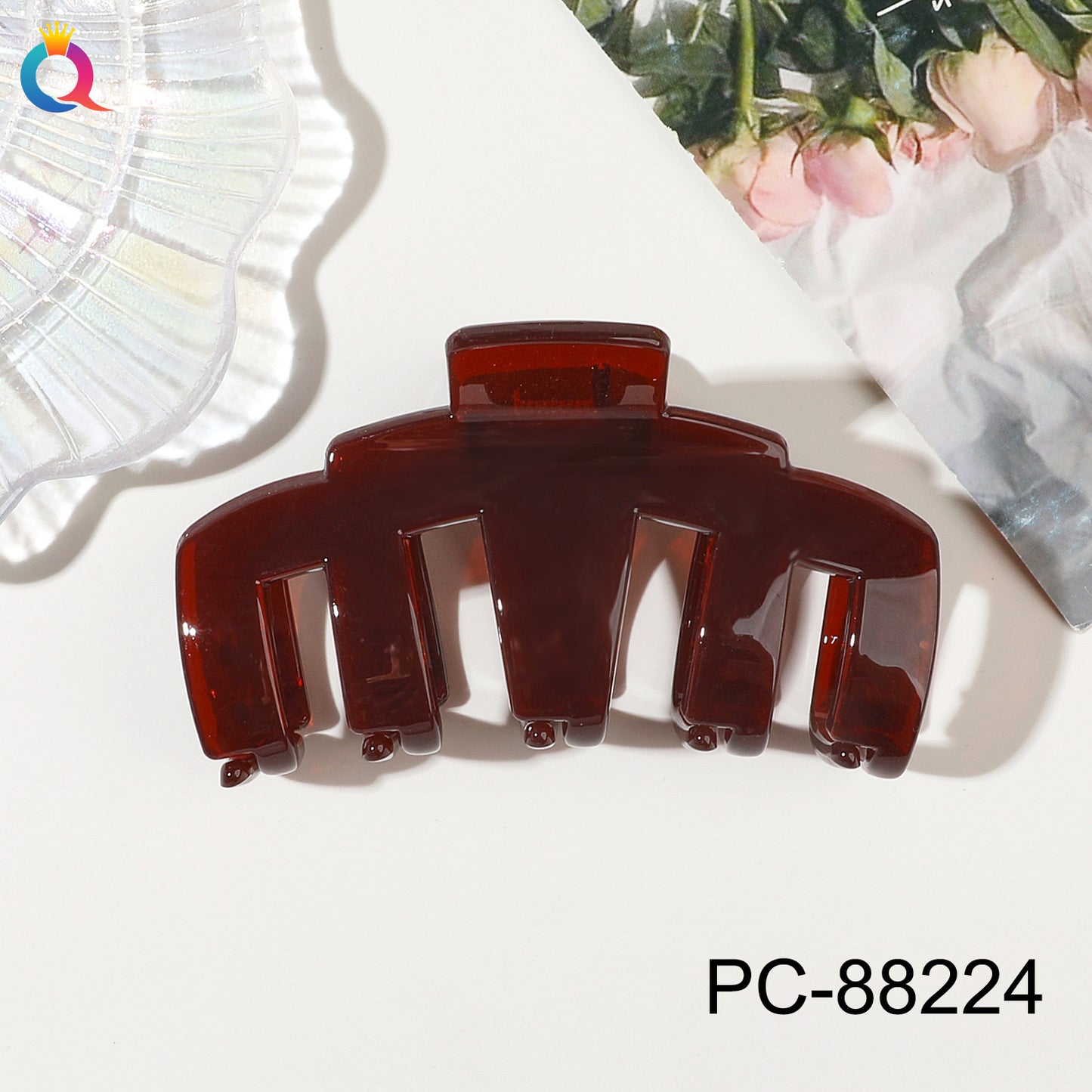 奇阅PC高端亮油机械抓夹后脑勺盘发鲨鱼夹简约高级感发夹发饰批发