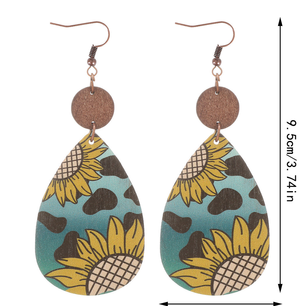 Earedge - Western Floral Cow Print Earrings