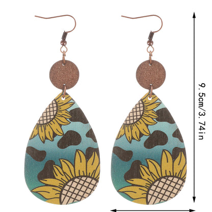 Earedge - Western Floral Cow Print Earrings