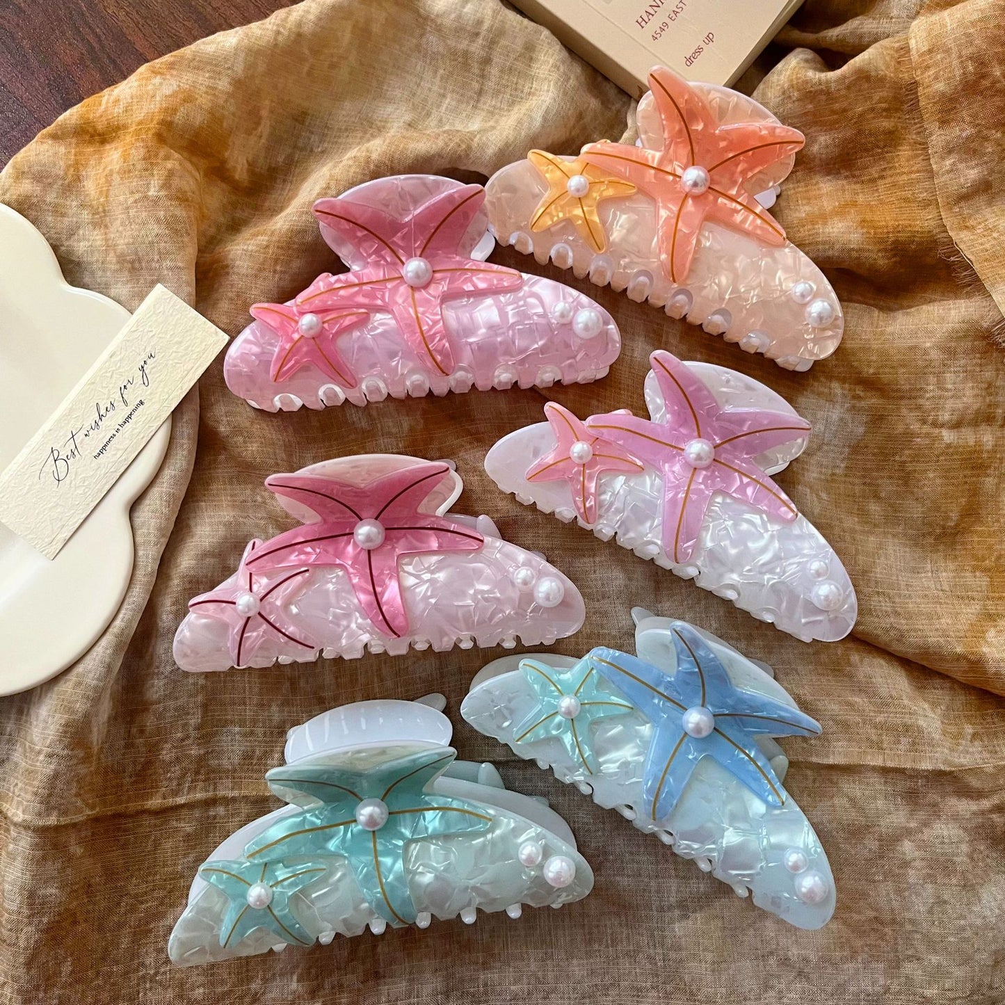 海洋系列PVC抓夹海星鲨鱼夹夏日高级感精致后脑勺盘发发夹发饰女