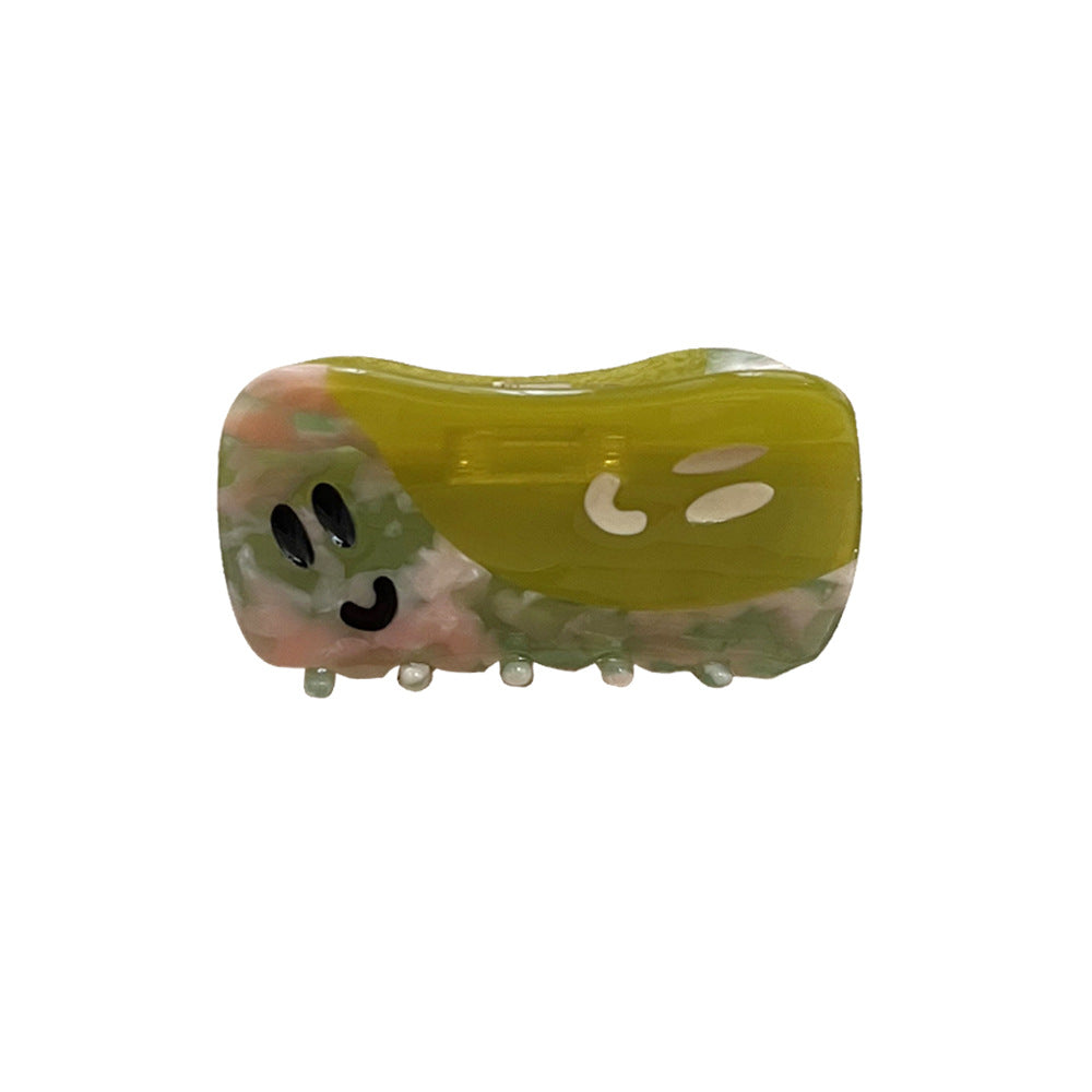 卡通可爱醋酸发夹简约微笑脸色彩拼接高级感精致盘发夹抓夹发饰女