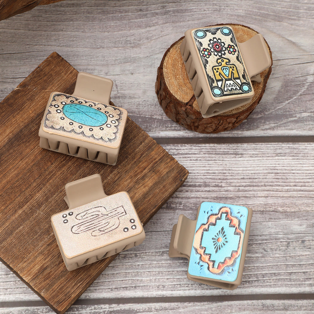 Beau - Turquoise Cactus Motif Hair Claw