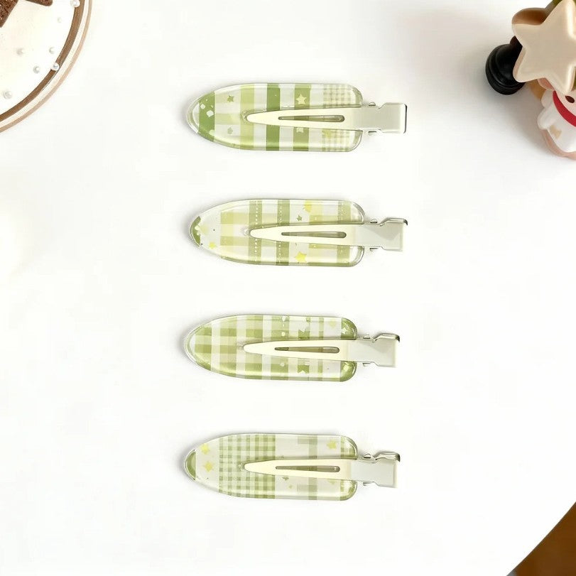 Beau - Green Plaid Star Hair Clip
