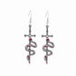 Earedge - Snake Wrapped Cross Drop Earrings