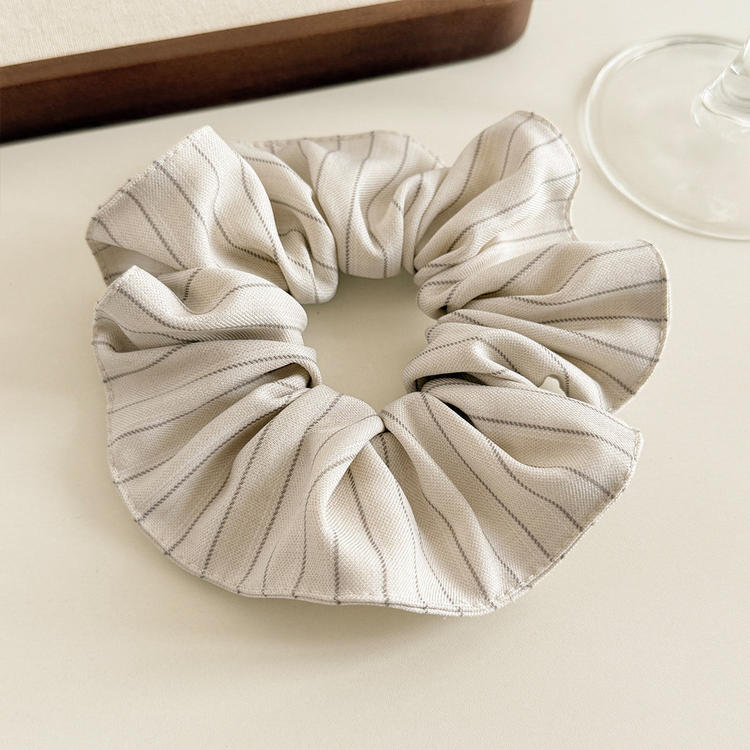 Beige pinstripe oversized scrunchie