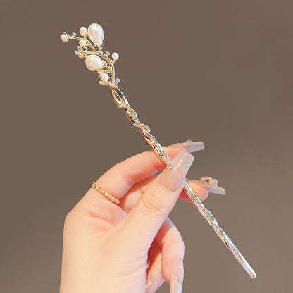铃兰花古风步摇发簪高级感珍珠汉服树枝簪子发钗流苏旗袍盘发头饰