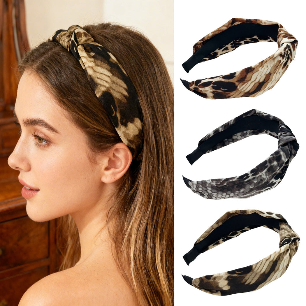 Snakeskin crossed wide headband styling view