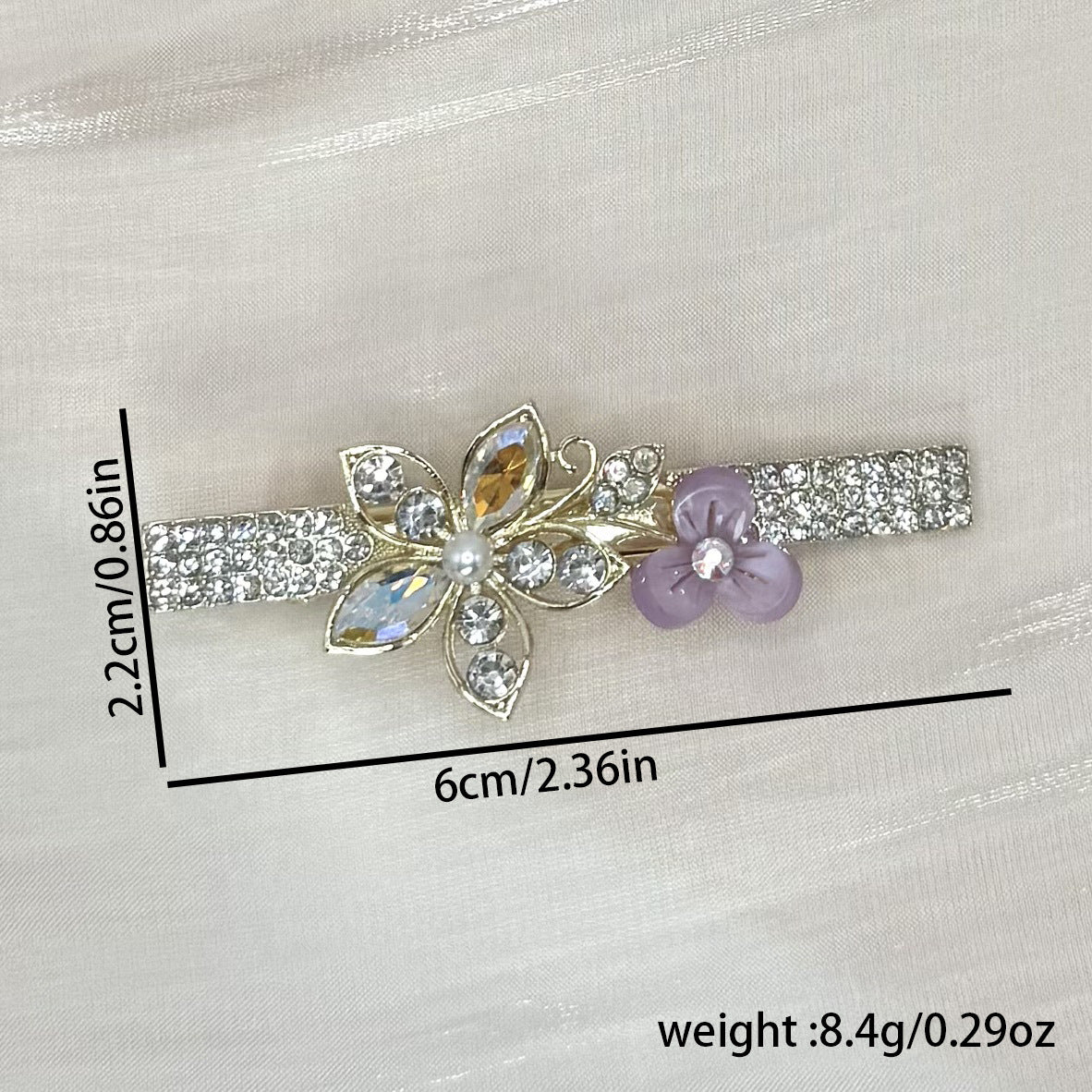 厂家跨境热销水晶满钻猫眼鸭嘴夹高级感新娘后脑勺半扎盘发刘海夹