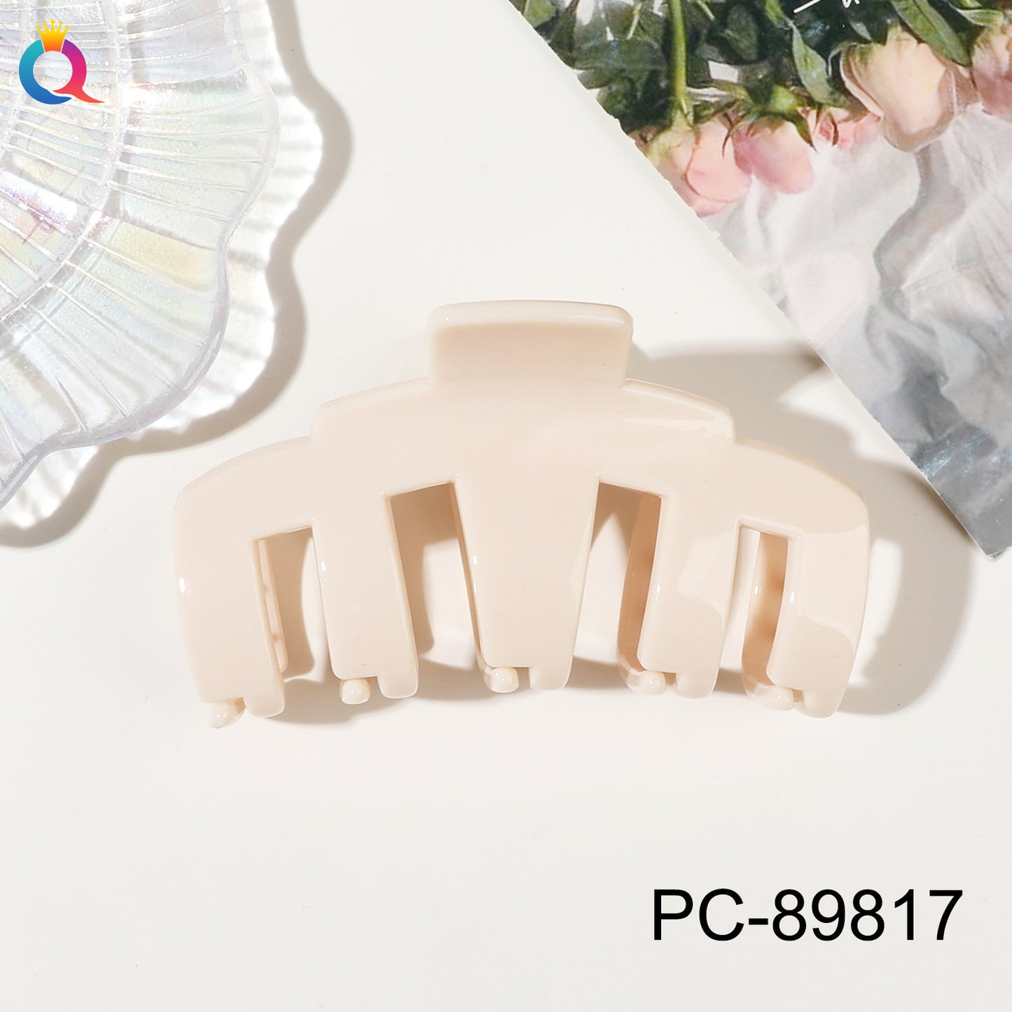 奇阅PC高端亮油机械抓夹后脑勺盘发鲨鱼夹简约高级感发夹发饰批发