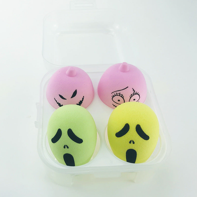 Spongo Halloween 4PCS Makeup Sponges: Versatile Dry and Wet Use with Complementary Container