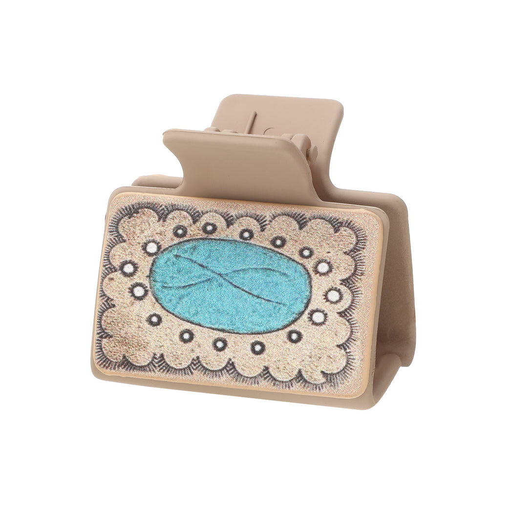 Beau - Turquoise Cactus Motif Hair Claw