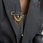 Brovia - Layered Draped Chain Safety Pin Brooch
