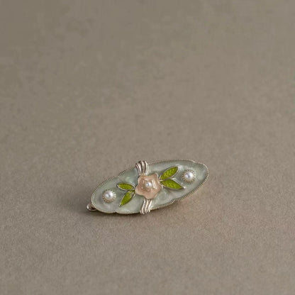 Beau - Green Floral Oval Hair Clip